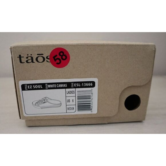 Taos 13666 Women's Sz 6M White Ez Soul Canvas Slip-On Lace-Less Mule Shoes - Picture 11 of 11